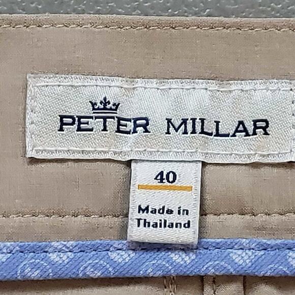 Peter Millar Shorts Golf Chino Flat Front Men’s Size 40 Light Tan Khaki Pockets - Picture 8 of 11